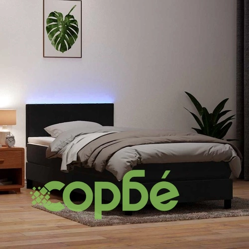 Боксспринг легло с матрак, черно, 90x210 см, кадифе ➤ топ цена ➤ sorbe.bg