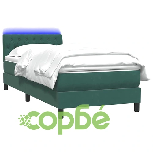 Box Spring легло с матрак Тъмнозелено 80x210 cm Кадифе ➤ топ цена ➤ sorbe.bg