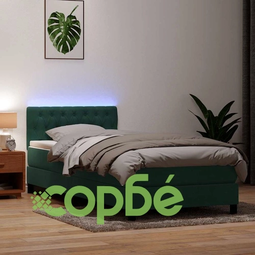 Box Spring легло с матрак Тъмнозелено 80x210 cm Кадифе ➤ топ цена ➤ sorbe.bg