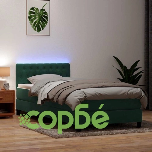 Box Spring легло с матрак Тъмнозелено 90x220 cm Кадифе ➤ топ цена ➤ sorbe.bg