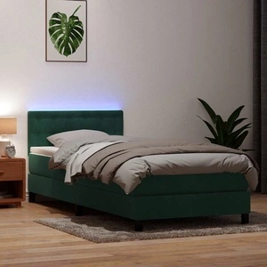 Box Spring легло с матрак Тъмнозелено 90x220 cm Кадифе