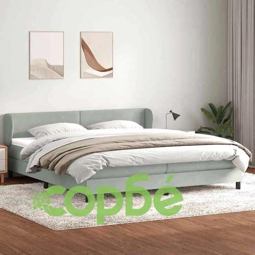 Box Spring легло с матраци Светло сиво 180x210 cm кадифе ➤ топ цена ➤ sorbe.bg