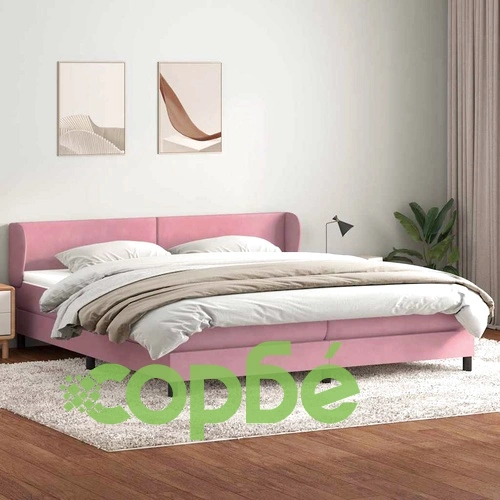 Box Spring легло с матраци Розово 180x210 cm Кадифе ➤ топ цена ➤ sorbe.bg