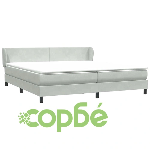 Box Spring легло с матраци Светло сиво 200x210 cm кадифе ➤ топ цена ➤ sorbe.bg