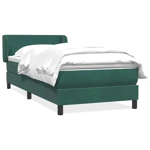 Box Spring легло с матрак Тъмнозелено 90x220 cm Кадифе