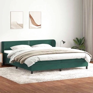 Box Spring легло с матраци Тъмнозелено 180x210 cm кадифе