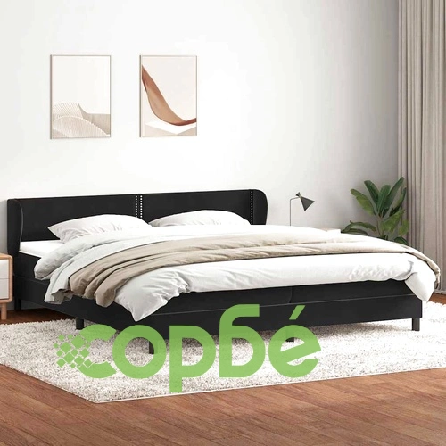 Box Spring легло с матраци Черно 200x210 cm Кадифе ➤ топ цена ➤ sorbe.bg