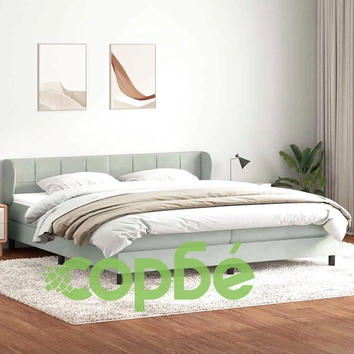 Box Spring легло с матраци Светло сиво 180x210 cm кадифе ➤ топ цена ➤ sorbe.bg