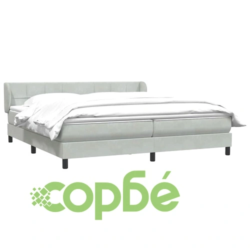 Box Spring легло с матраци Светло сиво 200x210 cm кадифе ➤ топ цена ➤ sorbe.bg
