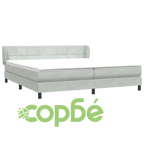 Box Spring легло с матраци Светло сиво 200x210 cm кадифе ➤ топ цена ➤ sorbe.bg