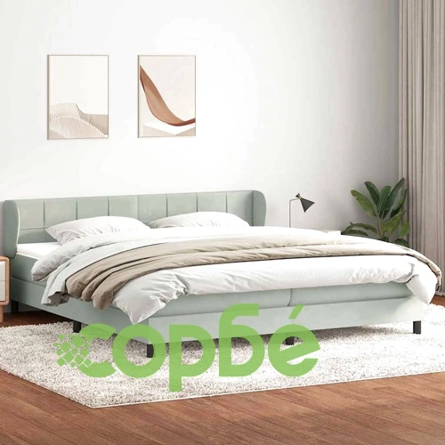 Box Spring легло с матраци Светло сиво 200x210 cm кадифе ➤ топ цена ➤ sorbe.bg