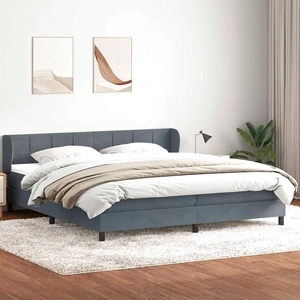 Box Spring легло с матраци Тъмно сиво 200x210 cm Кадифе