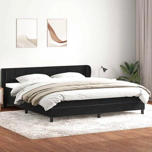 Box Spring легло с матраци Черно 200x210 cm Кадифе