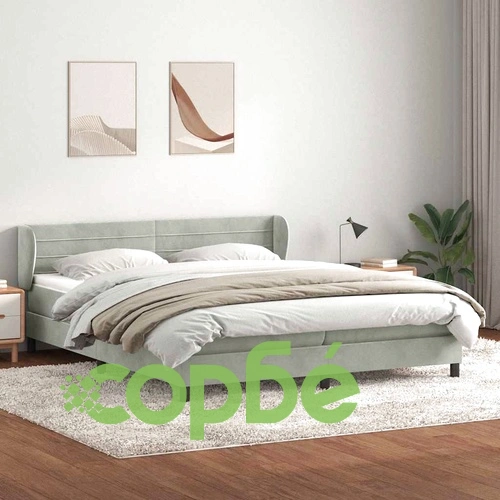 Box Spring легло с матраци Светло сиво 180x210 cm кадифе ➤ топ цена ➤ sorbe.bg