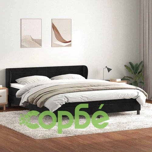Box Spring легло с матраци Черно 200x210 cm Кадифе ➤ топ цена ➤ sorbe.bg
