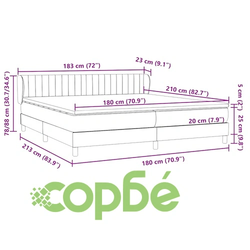 Box Spring легло с матраци Тъмно сиво 180x210 cm кадифе ➤ топ цена ➤ sorbe.bg