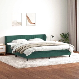 Box Spring легло с матраци Тъмнозелено 180x210 cm кадифе
