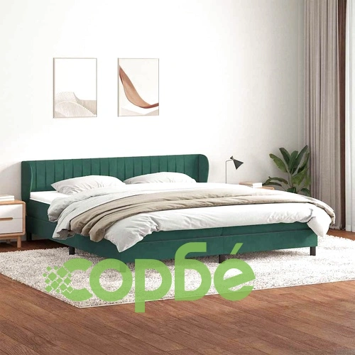 Box Spring легло с матраци Тъмнозелено 180x210 cm кадифе ➤ топ цена ➤ sorbe.bg