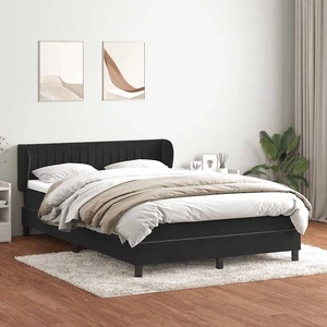 Боксспринг легло с матрак, черно, 140x220 см, кадифе
