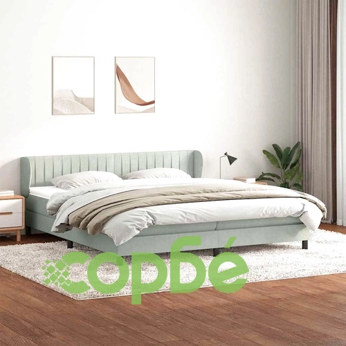 Box Spring легло с матраци Светло сиво 180x220 cm кадифе ➤ топ цена ➤ sorbe.bg