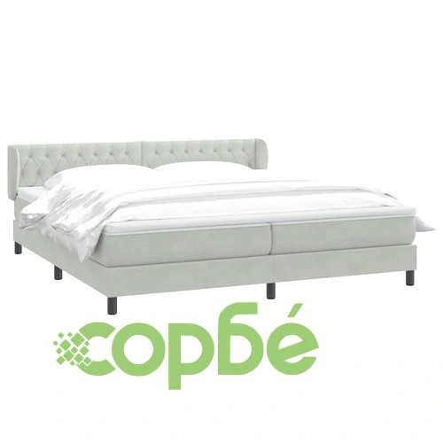 Box Spring легло с матраци Светло сиво 180x210 cm кадифе ➤ топ цена ➤ sorbe.bg