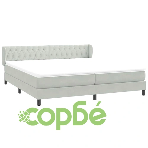 Box Spring легло с матраци Светло сиво 180x210 cm кадифе ➤ топ цена ➤ sorbe.bg