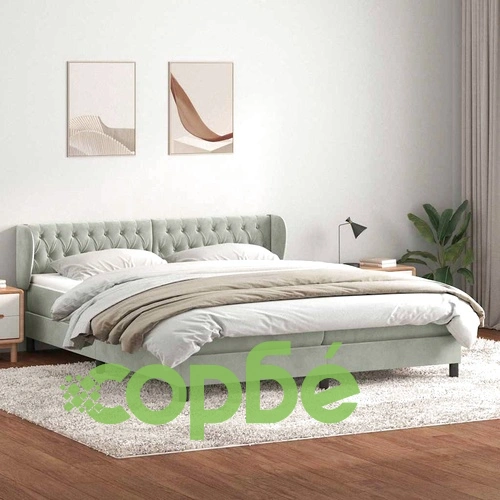 Box Spring легло с матраци Светло сиво 180x210 cm кадифе ➤ топ цена ➤ sorbe.bg