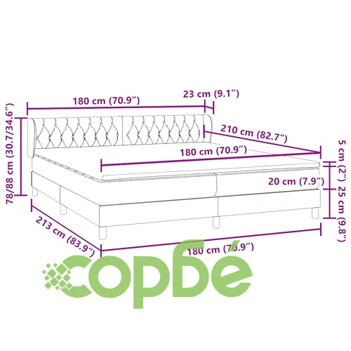 Box Spring легло с матраци Тъмно сиво 180x210 cm кадифе ➤ топ цена ➤ sorbe.bg