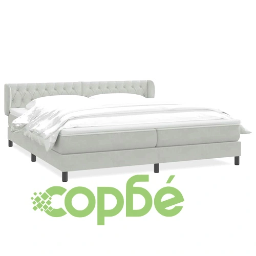 Box Spring легло с матраци Светло сиво 200x210 cm кадифе ➤ топ цена ➤ sorbe.bg