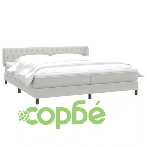 Box Spring легло с матраци Светло сиво 200x210 cm кадифе ➤ топ цена ➤ sorbe.bg