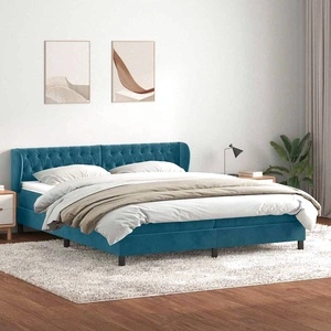 Box Spring легло с матраци Тъмно синьо 200x210 cm кадифе