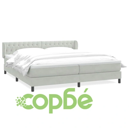 Box Spring легло с матраци Светло сиво 180x220 cm кадифе ➤ топ цена ➤ sorbe.bg