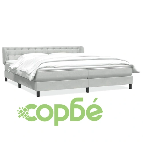 Box Spring легло с матраци Светло сиво 180x210 cm кадифе ➤ топ цена ➤ sorbe.bg