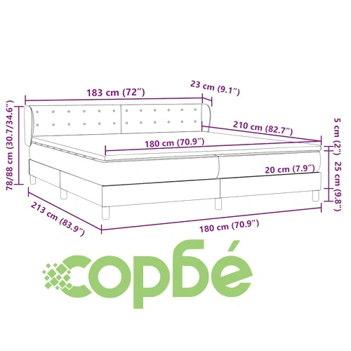 Box Spring легло с матраци Светло сиво 180x210 cm кадифе ➤ топ цена ➤ sorbe.bg