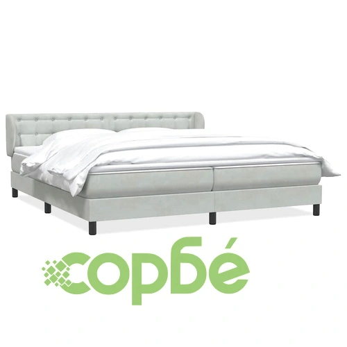 Box Spring легло с матраци Светло сиво 200x210 cm кадифе ➤ топ цена ➤ sorbe.bg