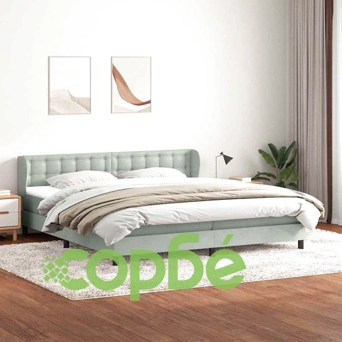 Box Spring легло с матраци Светло сиво 200x210 cm кадифе ➤ топ цена ➤ sorbe.bg