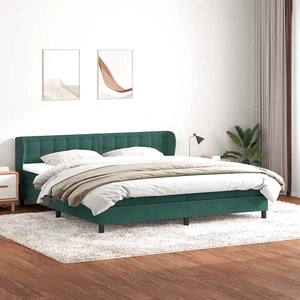 Box Spring легло с матраци Тъмно зелено 200x210 cm кадифе