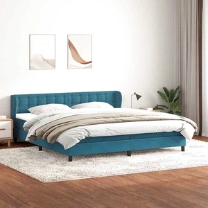 Box Spring легло с матраци Тъмно синьо 200x210 cm кадифе