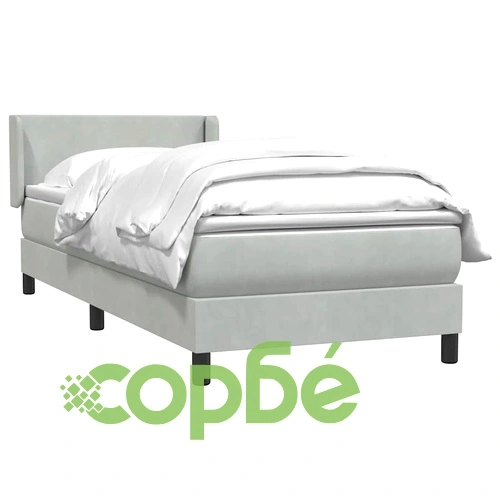 Боксспринг легло с матрак, светлосиво, 90x210 см, кадифе ➤ топ цена ➤ sorbe.bg