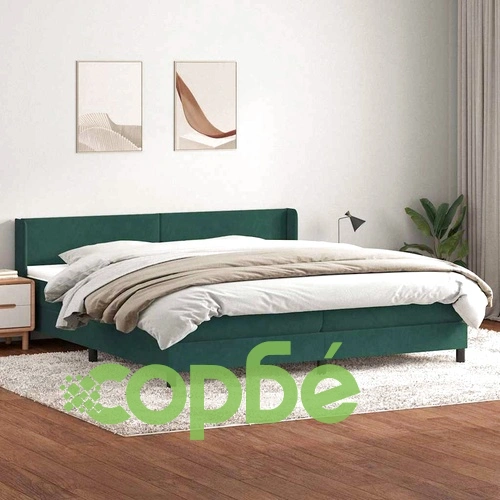 Боксспринг легло с матрак, тъмнозелено, 200x210 см, кадифе ➤ топ цена ➤ sorbe.bg