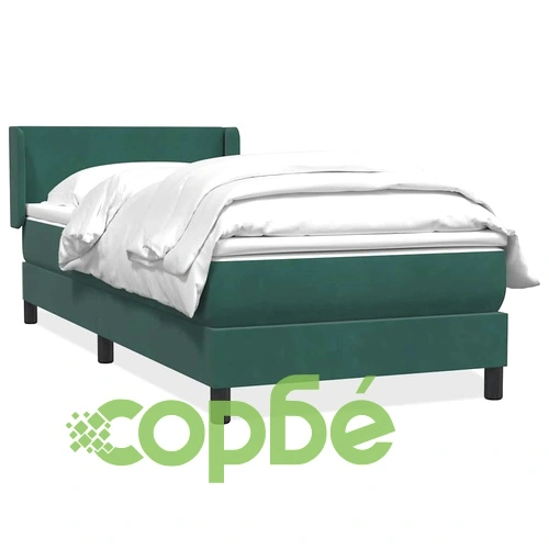 Box Spring легло с матрак Тъмнозелено 90x220 cm Кадифе ➤ топ цена ➤ sorbe.bg