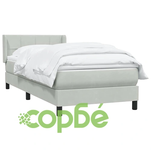 Боксспринг легло с матрак, светлосиво, 80x210 см, кадифе ➤ топ цена ➤ sorbe.bg
