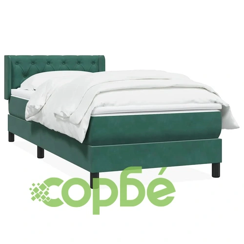 Box Spring легло с матрак Тъмнозелено 80x210 cm Кадифе ➤ топ цена ➤ sorbe.bg