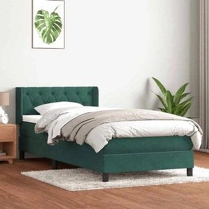 Box Spring легло с матрак Тъмнозелено 80x210 cm Кадифе