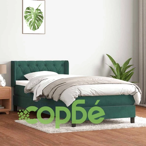 Box Spring легло с матрак Тъмнозелено 80x210 cm Кадифе ➤ топ цена ➤ sorbe.bg
