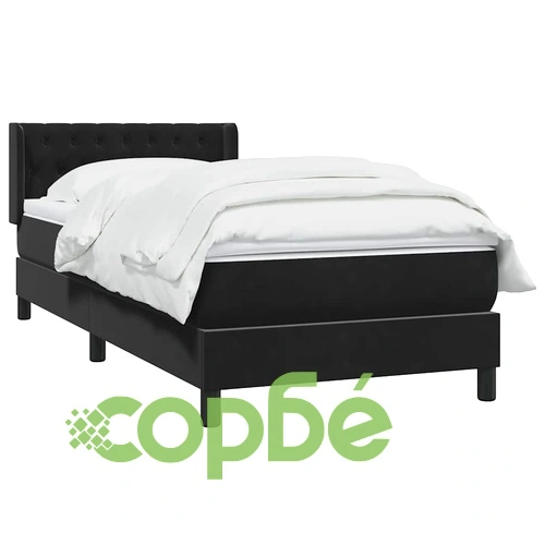 Боксспринг легло с матрак, черно, 90x210 см, кадифе ➤ топ цена ➤ sorbe.bg