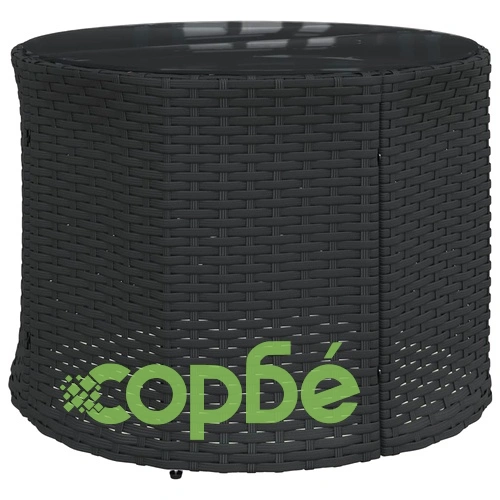 Градински диван с маса и възглавници полукръгъл черен полиратан ➤ топ цена ➤ sorbe.bg