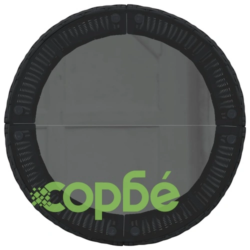 Градински диван с маса и възглавници полукръгъл черен полиратан ➤ топ цена ➤ sorbe.bg