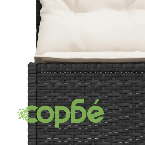 Градински диван с маса и възглавници полукръгъл черен полиратан ➤ топ цена ➤ sorbe.bg