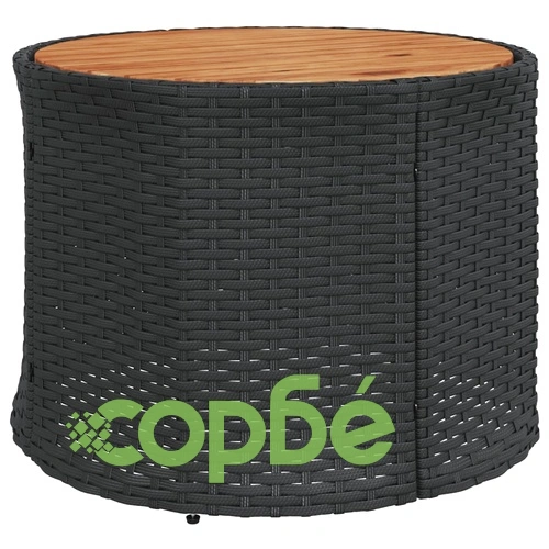 Градински диван с маса и възглавници полукръгъл черен полиратан ➤ топ цена ➤ sorbe.bg